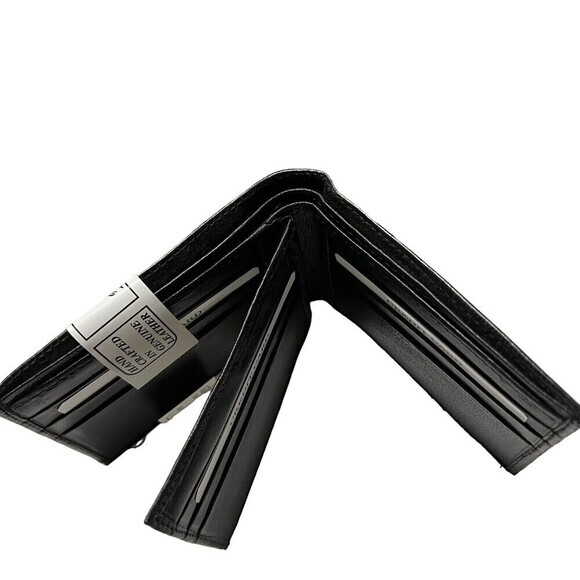 GENUINE LEATHER Bi-Fold Hand Crafted Black Wallets W/ Multi-Window Pass Case - Picture 6 of 14